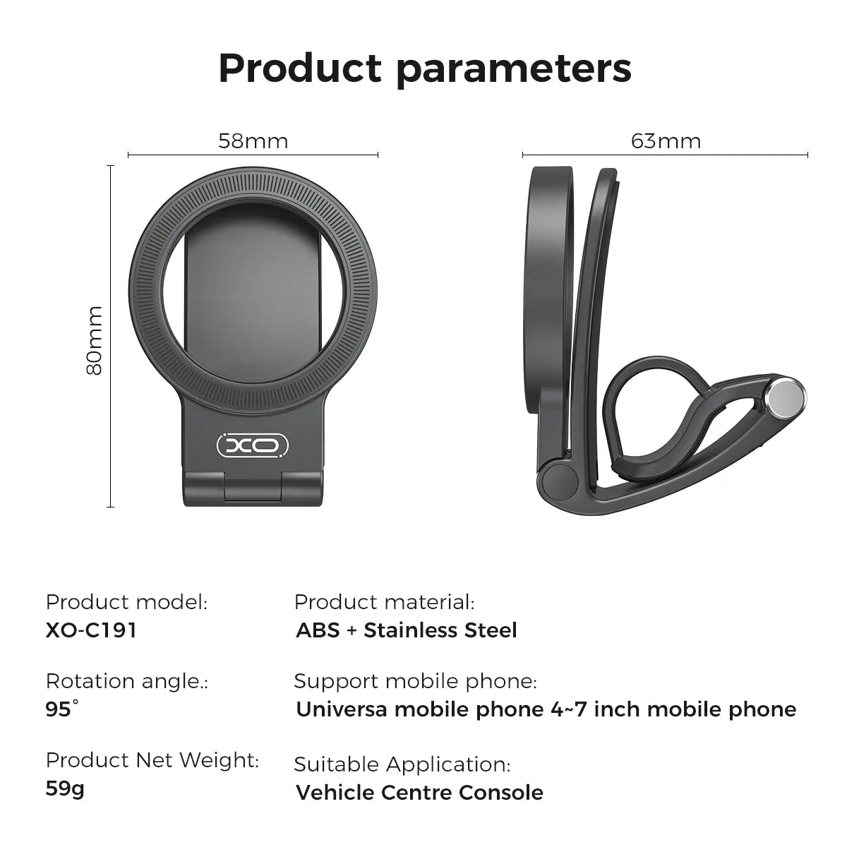 95° Foldable Magnetic Dashboard Phone Holder